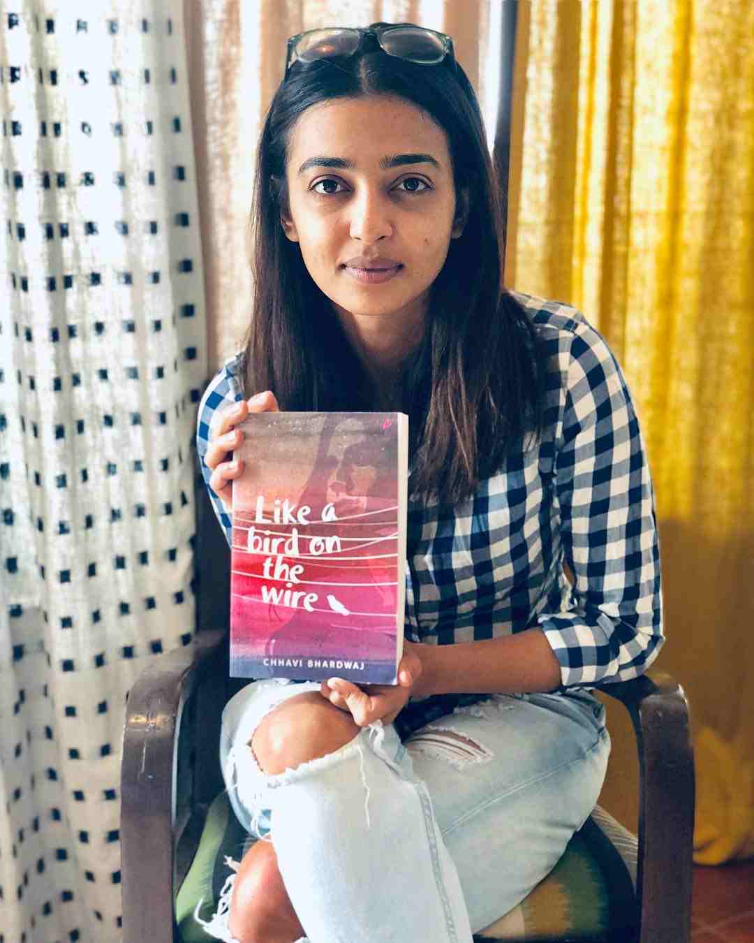 Radhika Apte with the novel Like A Bird On The Wire
