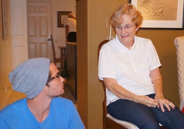 Chase Stokes with his grandmother