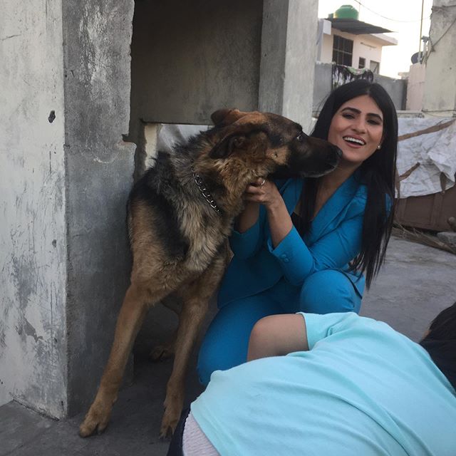 Rubika Liyaquat with her pet dog 