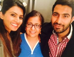 Geeta Basra with her mother and brother