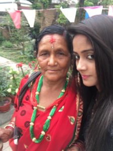 Nisha Guragain with her maternal grandmother