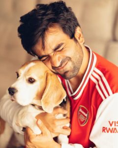 Ayush Mehra with his pet dog