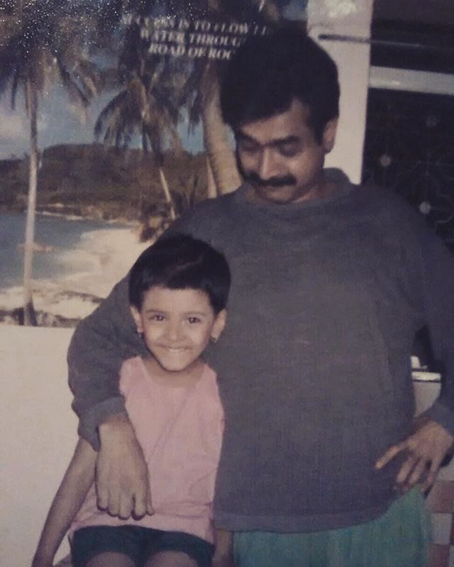 Hebah Patel with her father childhood pic 