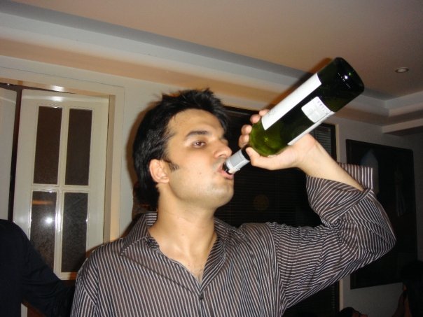 Gautam Kitchlu drinking alcohol