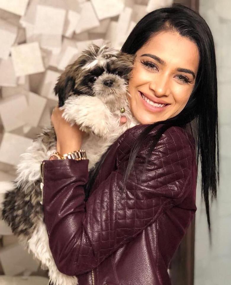 Sara Gurpal with her pet dog 