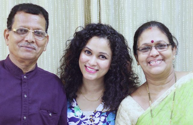 Neetha Shetty with her parents 