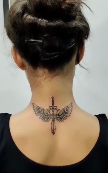 Shivangi Roy's sword tattoo