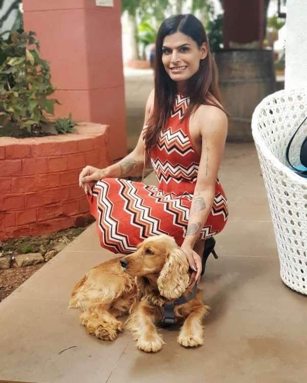 Neethu Vanajaksshi with a dog 