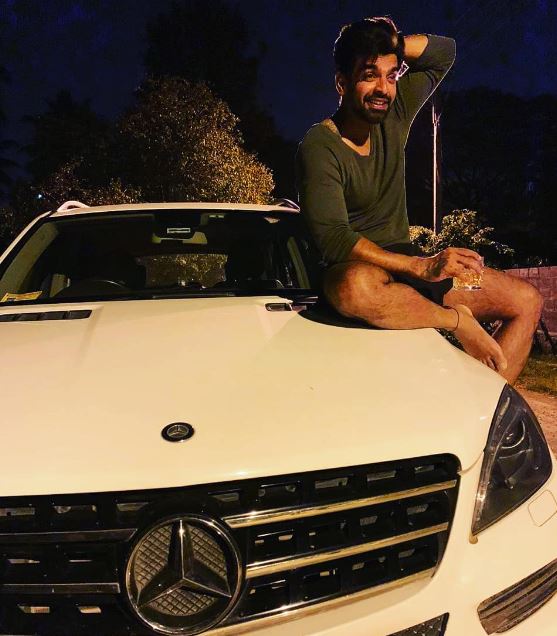 Vinay Gowda his Mercedes-Benz car