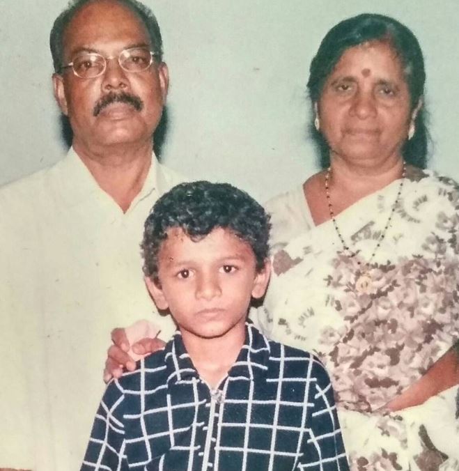 Rishi S Kumar with his grandparents 